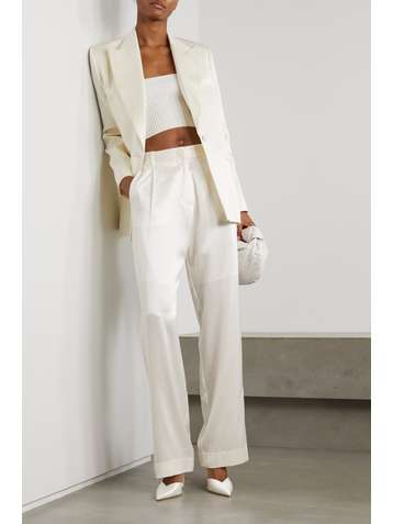 MICHAEL LO SORDO Silk-satin straight-leg pants
