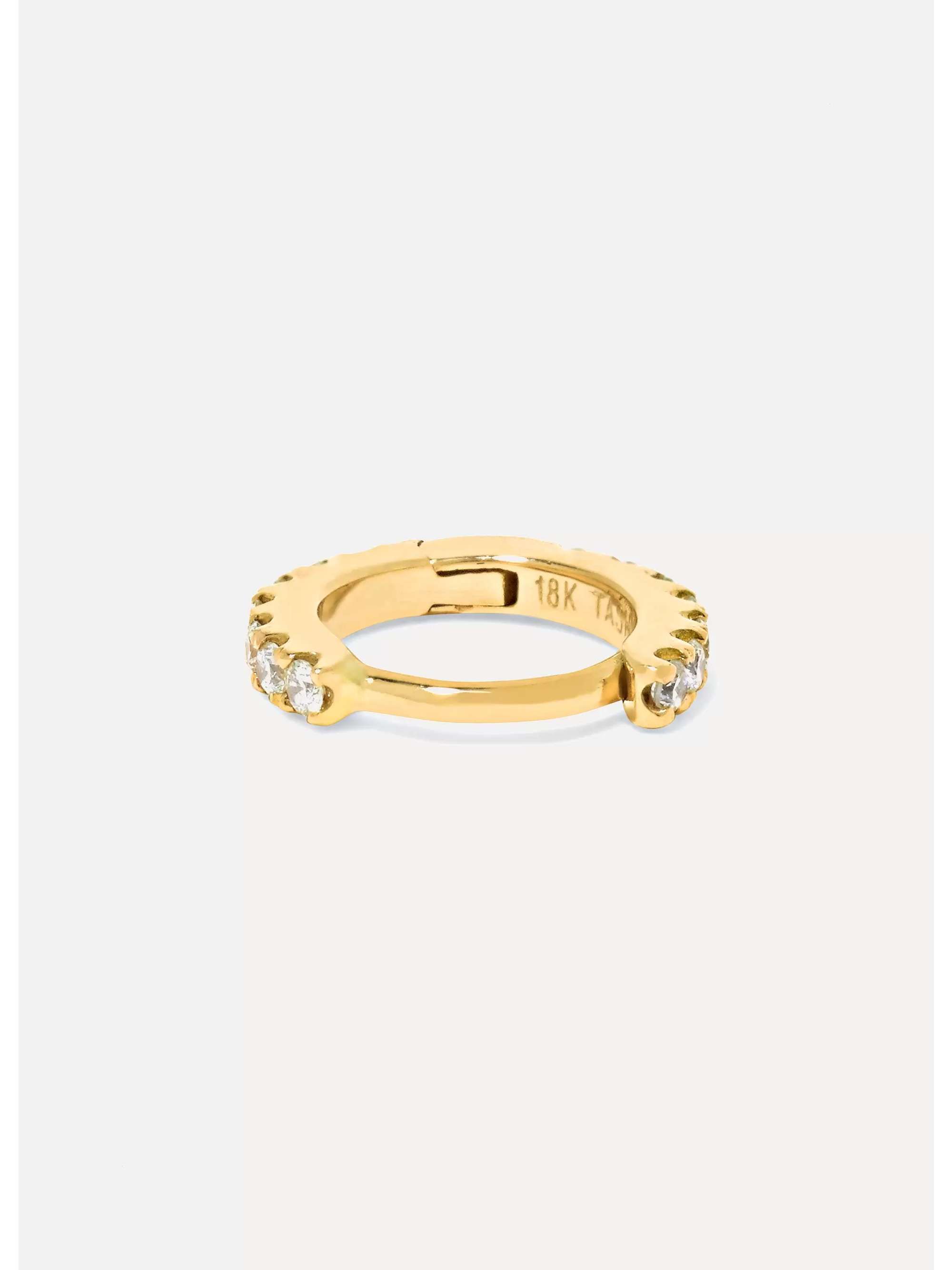 MARIA TASH 5mm 18-karat gold diamond hoop earring