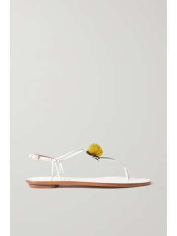 AQUAZZURA Sandales en cuir à perles Limoncello