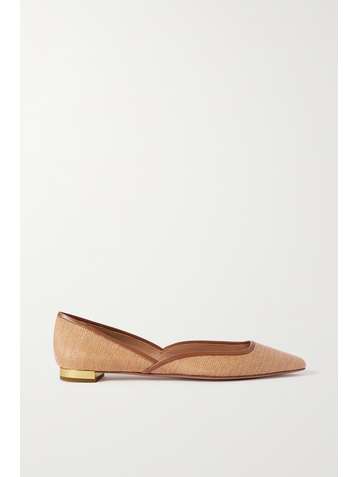 AQUAZZURA Maia Ballerinas aus Raffiabast mit Lederbesätzen