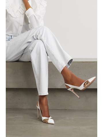 AQUAZZURA Cece 105 cutout two-tone leather pumps