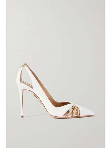 AQUAZZURA Cece 105 cutout two-tone leather pumps