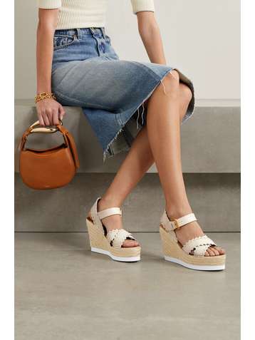 SEE BY CHLOÉ Glynn scalloped leather espadrille wedge sandals