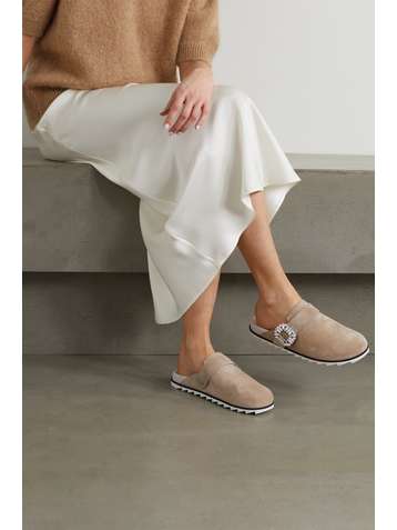 ROGER VIVIER Slidy Strass crystal-embellished suede slippers