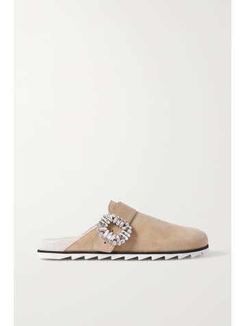 ROGER VIVIER Slidy Strass crystal-embellished suede slippers