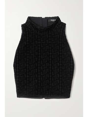 BALMAIN Haut raccourci en coton mélangé floqué