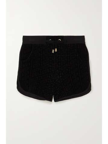 BALMAIN Short en coton mélangé floqué