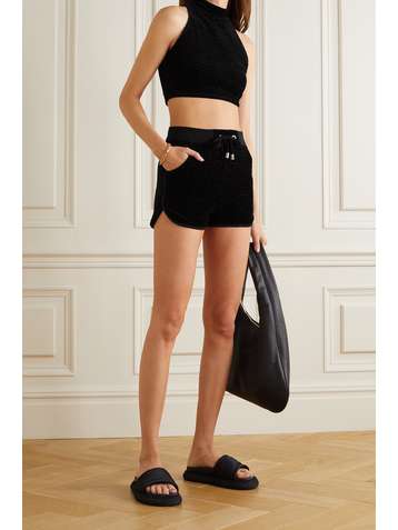 BALMAIN Short en coton mélangé floqué