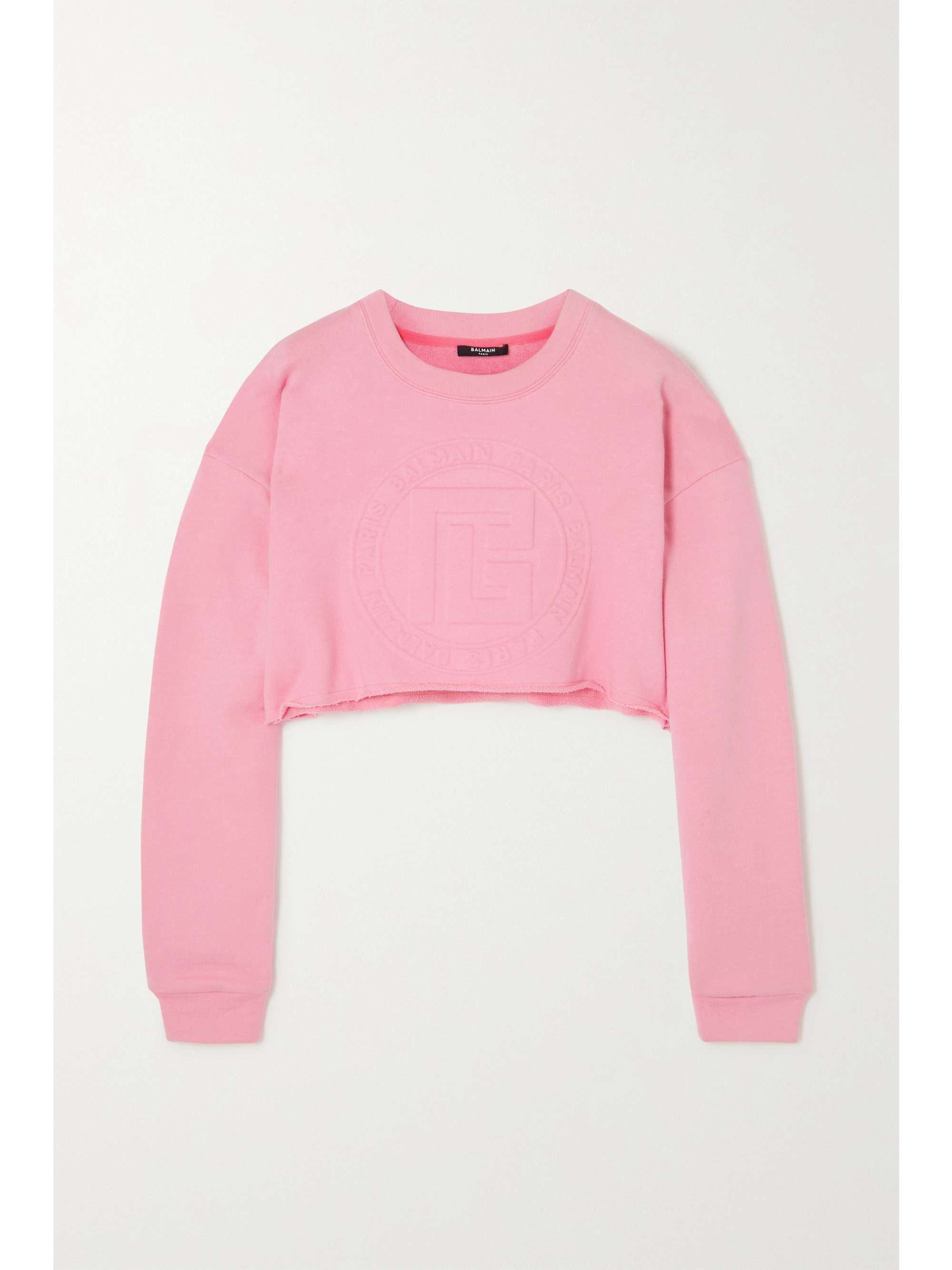 Pink Cropped embossed cotton and 