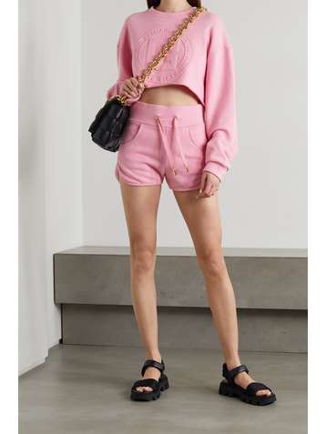 BALMAIN Sweat raccourci en coton et cachemire mélangés gaufrés