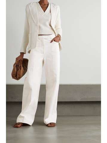 FENDI Embossed denim wide-leg pants