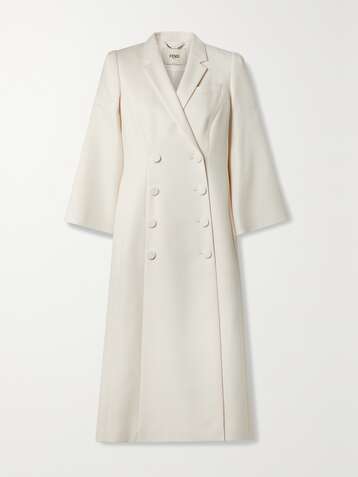 FENDI Double-breasted wool-blend cady midi dress