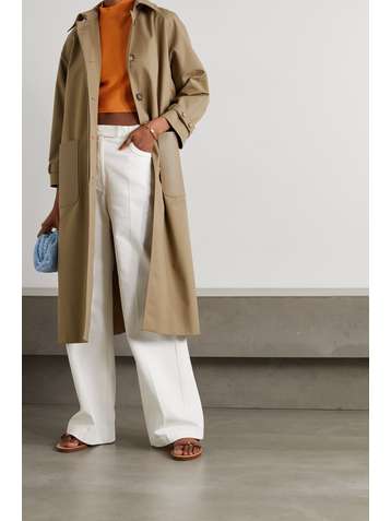 FENDI Belted leather-trimmed twill trench coat