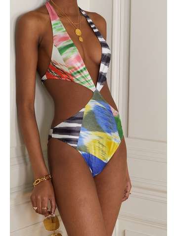 MISSONI Mare Intero cutout printed halterneck swimsuit