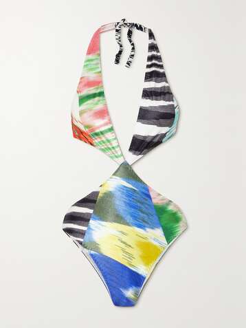 MISSONI Mare Intero cutout printed halterneck swimsuit