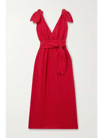 MARA HOFFMAN Calypso belted striped linen and TENCEL Lyocell-blend midi dress