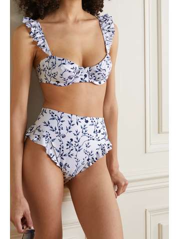 AGUA BY AGUA BENDITA Jengibre ruffled printed bikini briefs