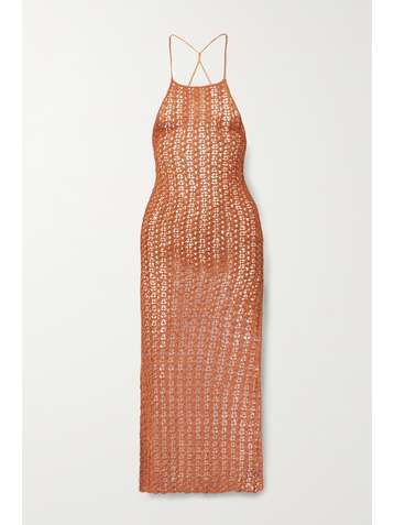 CULT GAIA Demi crochet-knit halterneck midi dress