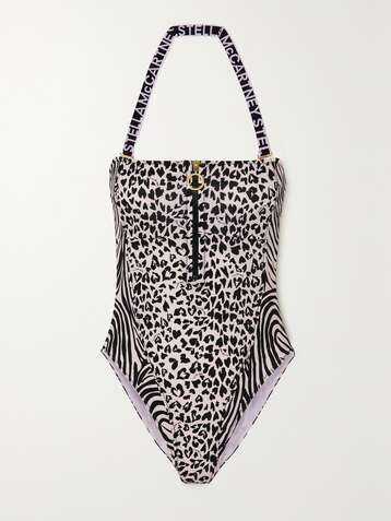 STELLA MCCARTNEY + NET SUSTAIN animal-print halterneck stretch-ECONYL swimsuit