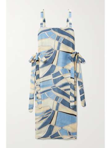CULT GAIA Este tie-detailed printed cotton-blend gauze tunic