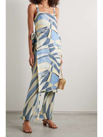 CULT GAIA Este tie-detailed printed cotton-blend gauze tunic