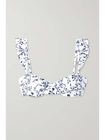 AGUA BY AGUA BENDITA Kiwi ruffled printed underwired bikini top