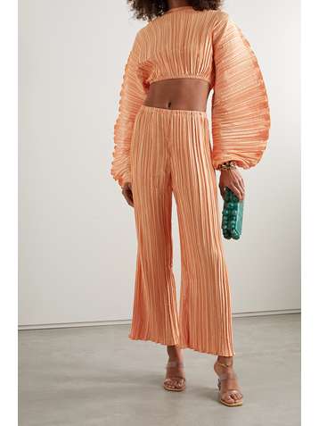 CULT GAIA Kersti plissé-satin wide-leg pants