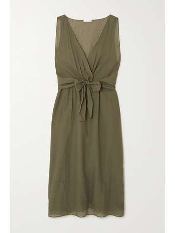 SKIN Brenna tie-front cotton-gauze dress