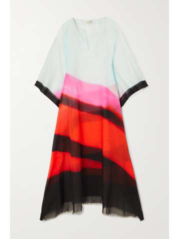 DRIES VAN NOTEN Cafetan en voile de coton à rayures Cartland