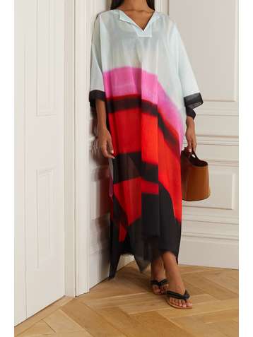 DRIES VAN NOTEN Cafetan en voile de coton à rayures Cartland