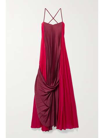 ZEUS + DIONE Alysi draped pleated two-tone crepe de chine maxi dress