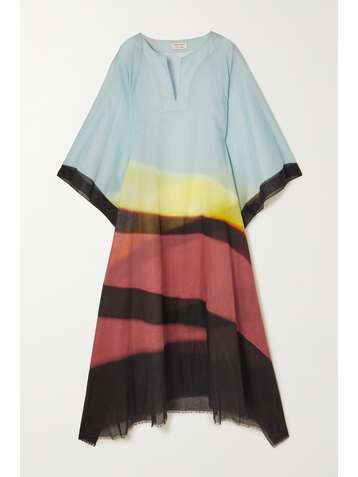 DRIES VAN NOTEN Cafetan en voile de coton à rayures Cartland