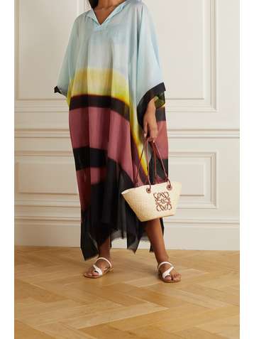 DRIES VAN NOTEN Cafetan en voile de coton à rayures Cartland