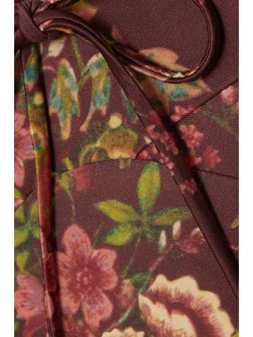 PEONY + NET SUSTAIN belted ruffled floral-print stretch-ECONYL swimsuit