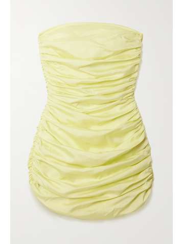 BONDI BORN + NET SUSTAIN Rushi strapless ruched organic silk-blend mini dress