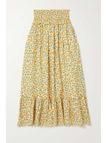 LORETTA CAPONI Amira ruffled floral-print cotton-voile maxi skirt