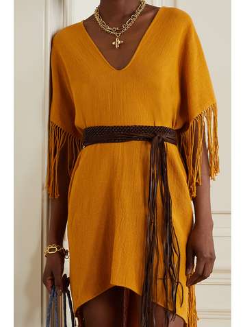CARAVANA Balche fringed braided leather belt
