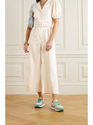 FAITHFULL THE BRAND + NET SUSTAIN Frederikke belted linen jumpsuit