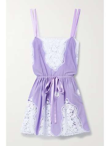 MIGUELINA Brielle crochet-trimmed cotton mini dress