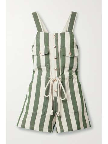 MIGUELINA Combi-short en serge de coton à rayures et à boutons Franca