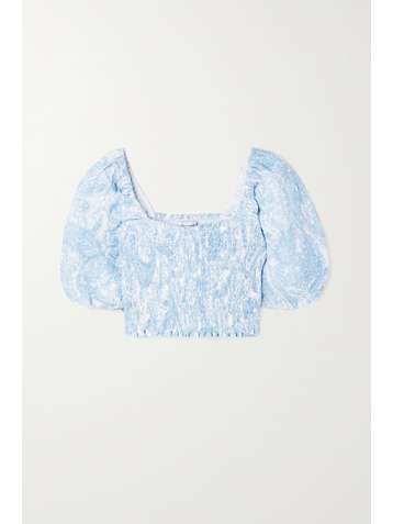 FAITHFULL THE BRAND + NET SUSTAIN Robina cropped shirred paisley-print linen top