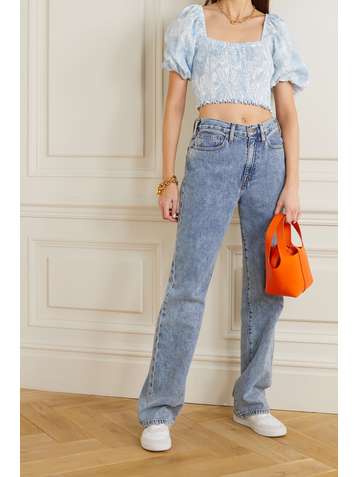 FAITHFULL THE BRAND + NET SUSTAIN Robina cropped shirred paisley-print linen top
