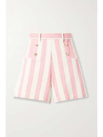 MIGUELINA Short en serge de coton à rayures et à boutons Giada