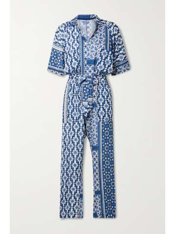 PARADISED + NET SUSTAIN Apres belted printed voile jumpsuit