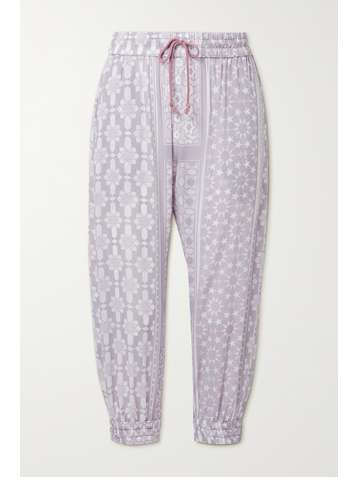 PARADISED + NET SUSTAIN cropped printed voile track pants