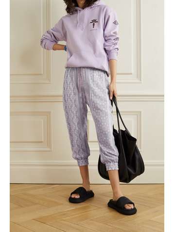 PARADISED + NET SUSTAIN cropped printed voile track pants