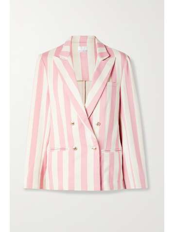 MIGUELINA Chiara double-breasted striped cotton-twill blazer