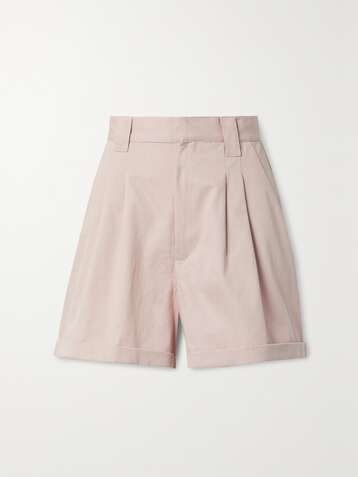 PARADISED + NET SUSTAIN Jamie pleated cotton-twill shorts