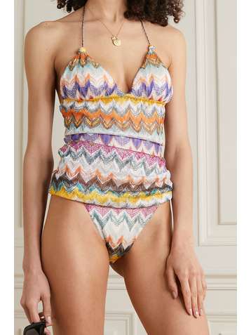 MISSONI Mare Neckholder-Tankini aus Häkelstrick mit Raffungen