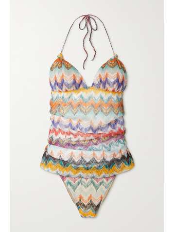 MISSONI Mare Neckholder-Tankini aus Häkelstrick mit Raffungen